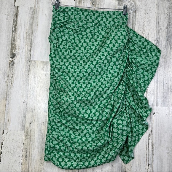 RHODE Green Asymmetric Felicity Scalloped Ruffle Skirt Women's Size 6 - Picture 8 of 13